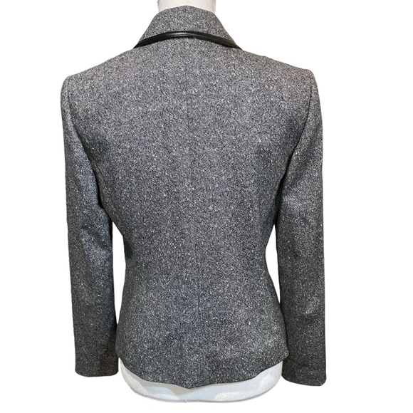 Ann Taylor Full Zip Wool Blend Gray Heathered Jacket. Size 4 - Picture 4 of 7